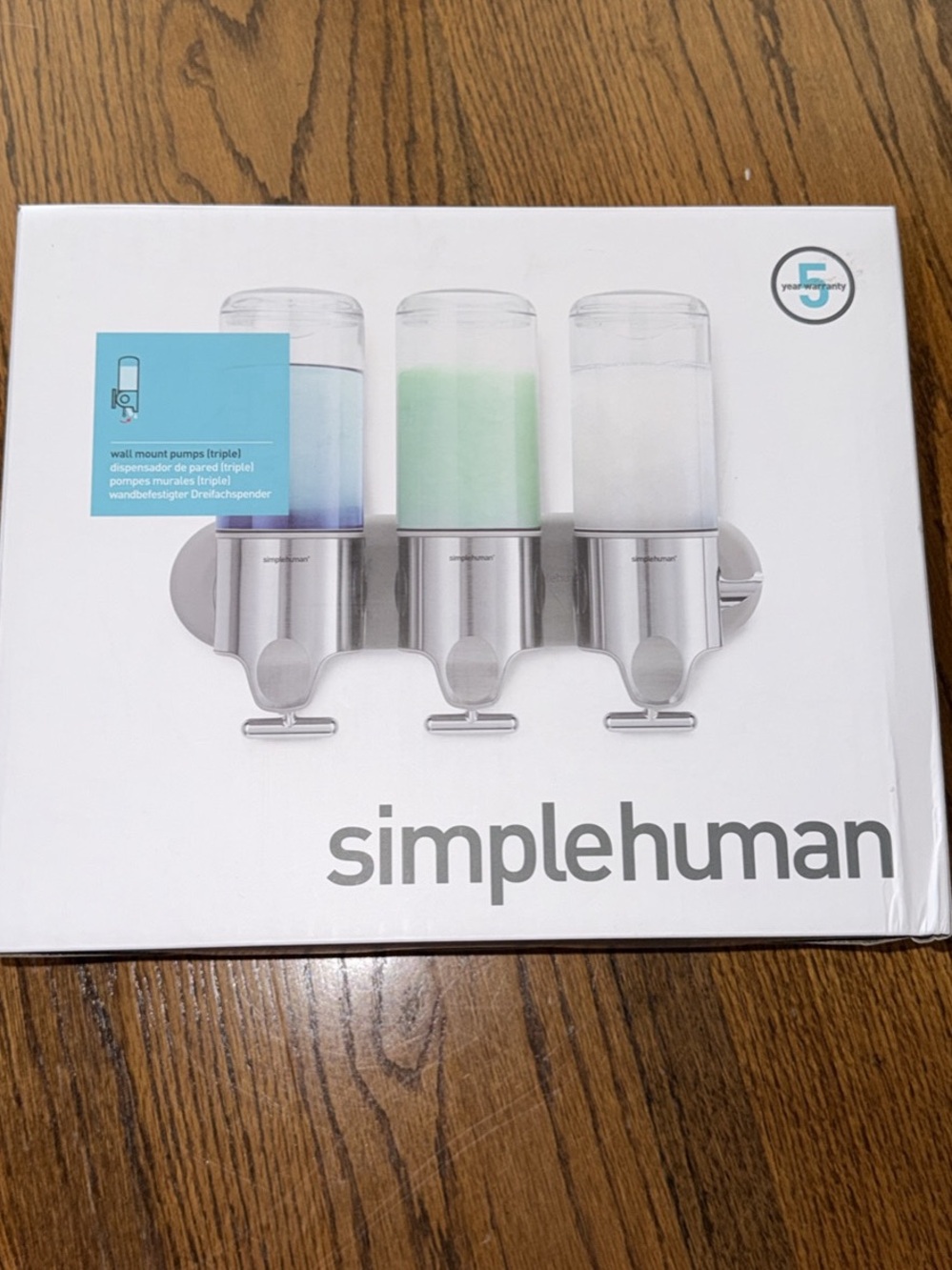 NWT Simplehuman Triple Wall Mount Shower Soap Dispenser 45oz